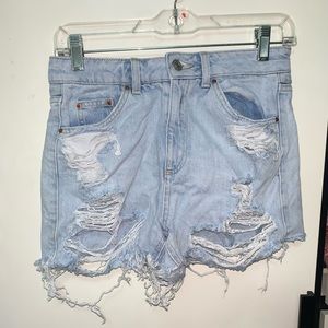 Top Shop High Waisted Distressed Shorts